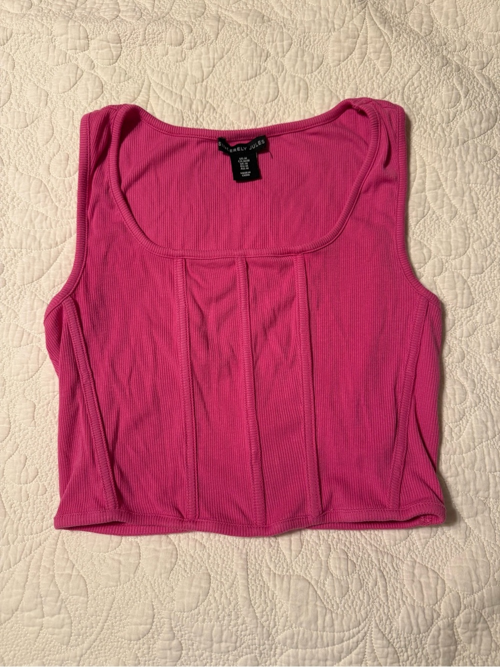 Sincerely Jules Pink Ribbed Corset Tank Top Size M